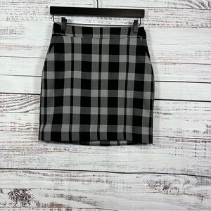 Gap Black Plaid Lined Mini Skirt